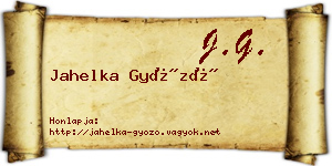 Jahelka Győző névjegykártya